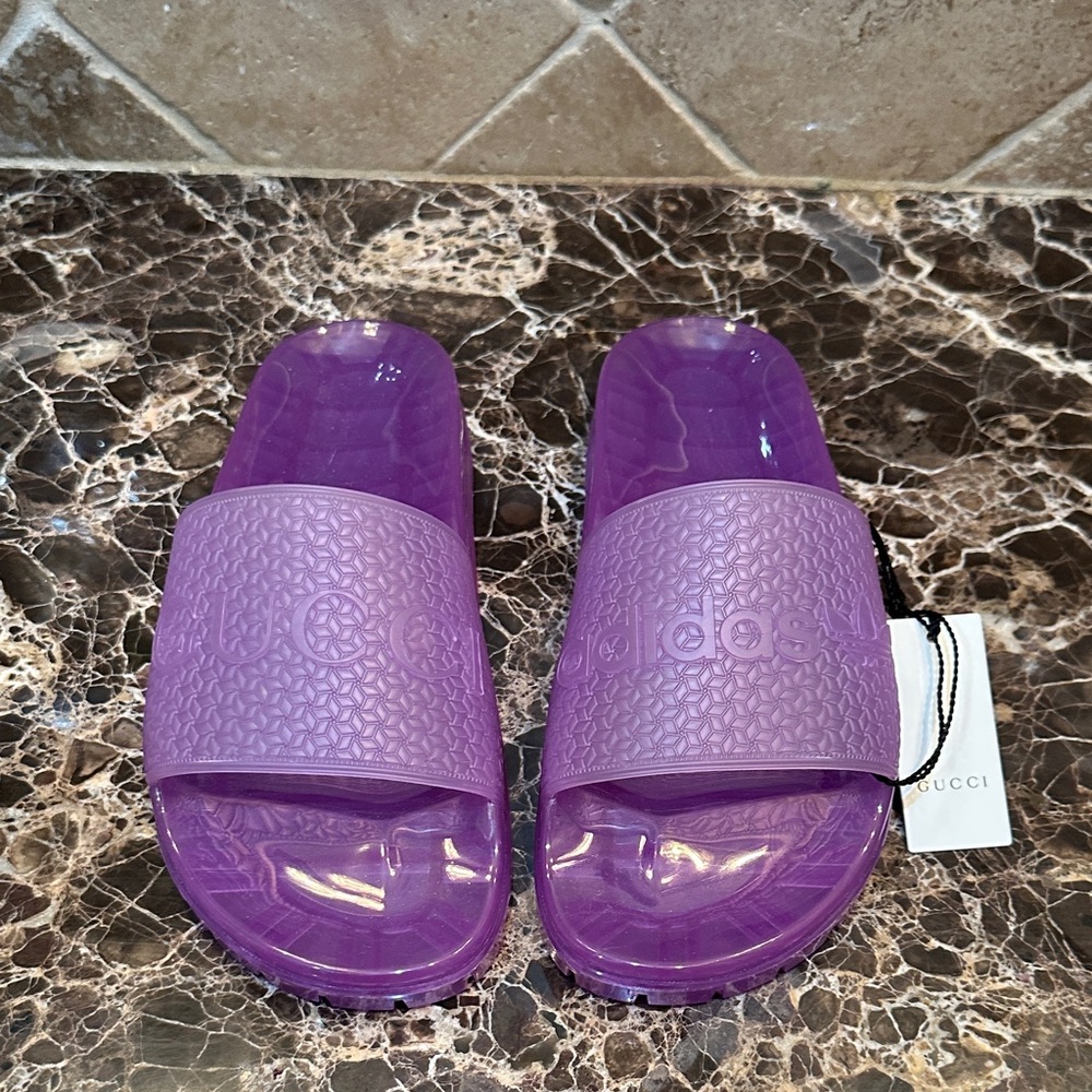 Gucci X Adidas Purple Slides. Size 37. NWT